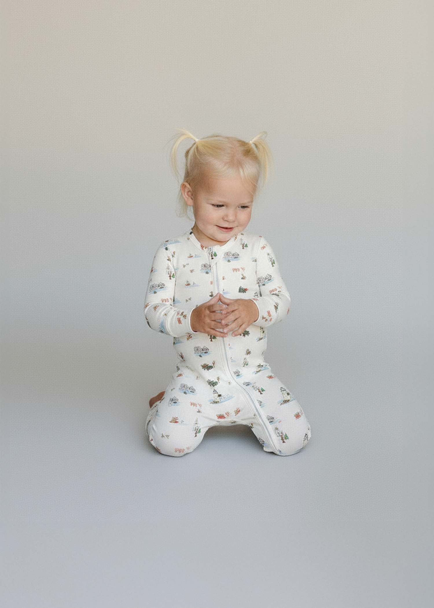 Convertible Zip Footie in Coastal Christmas