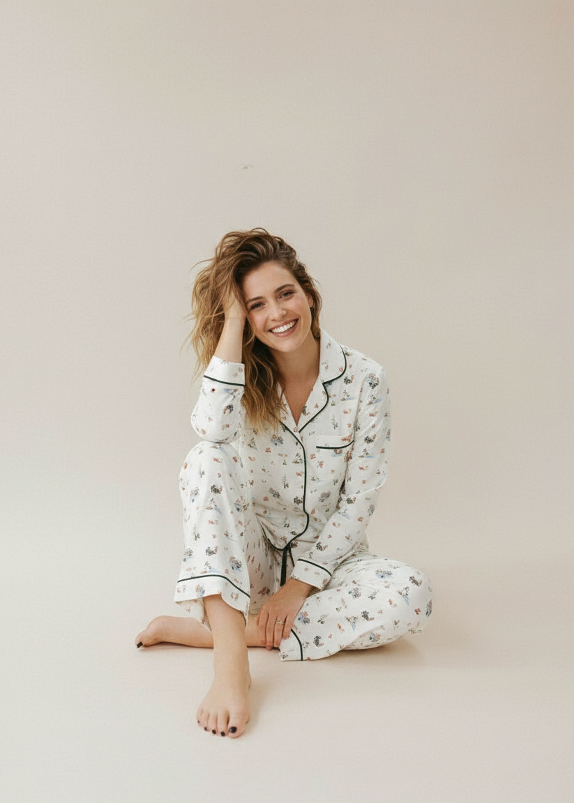 Women's Pajama Set in Coastal Christmas