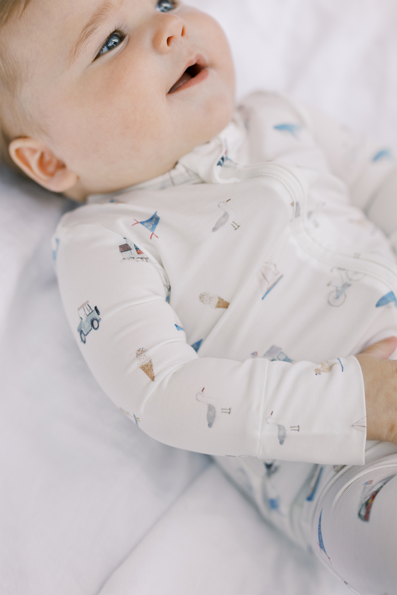 Zip Footie in Nantucket Summer