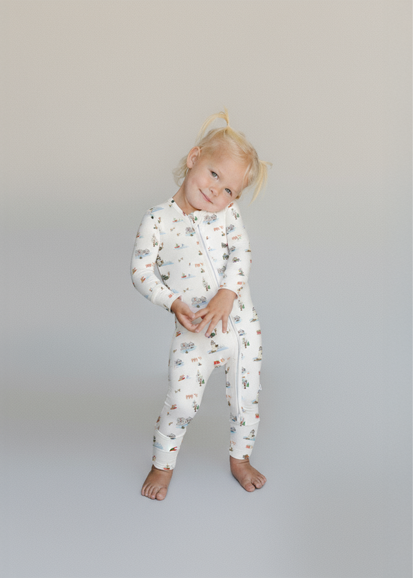 Convertible Zip Footie in Coastal Christmas