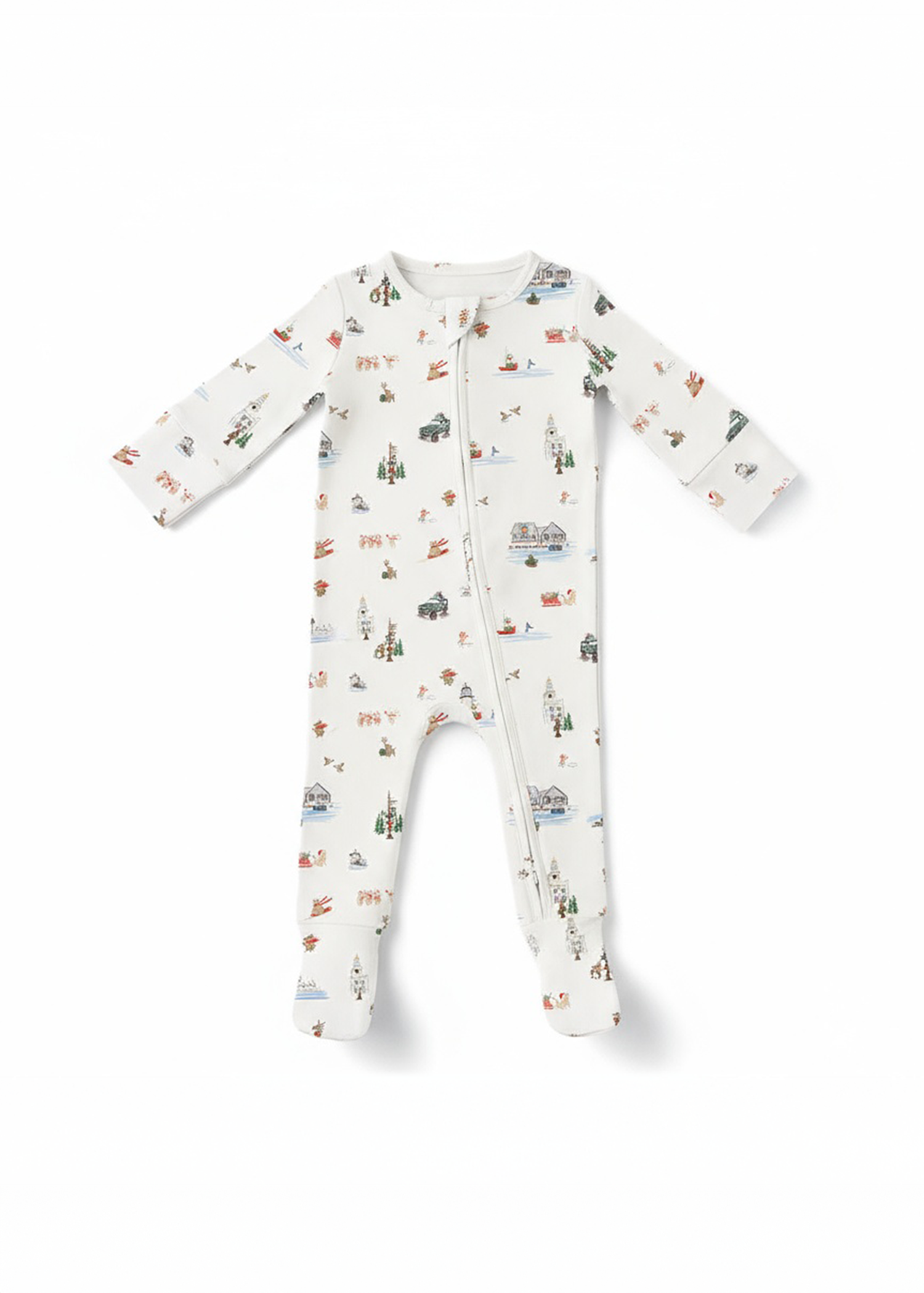 Convertible Zip Footie in Coastal Christmas