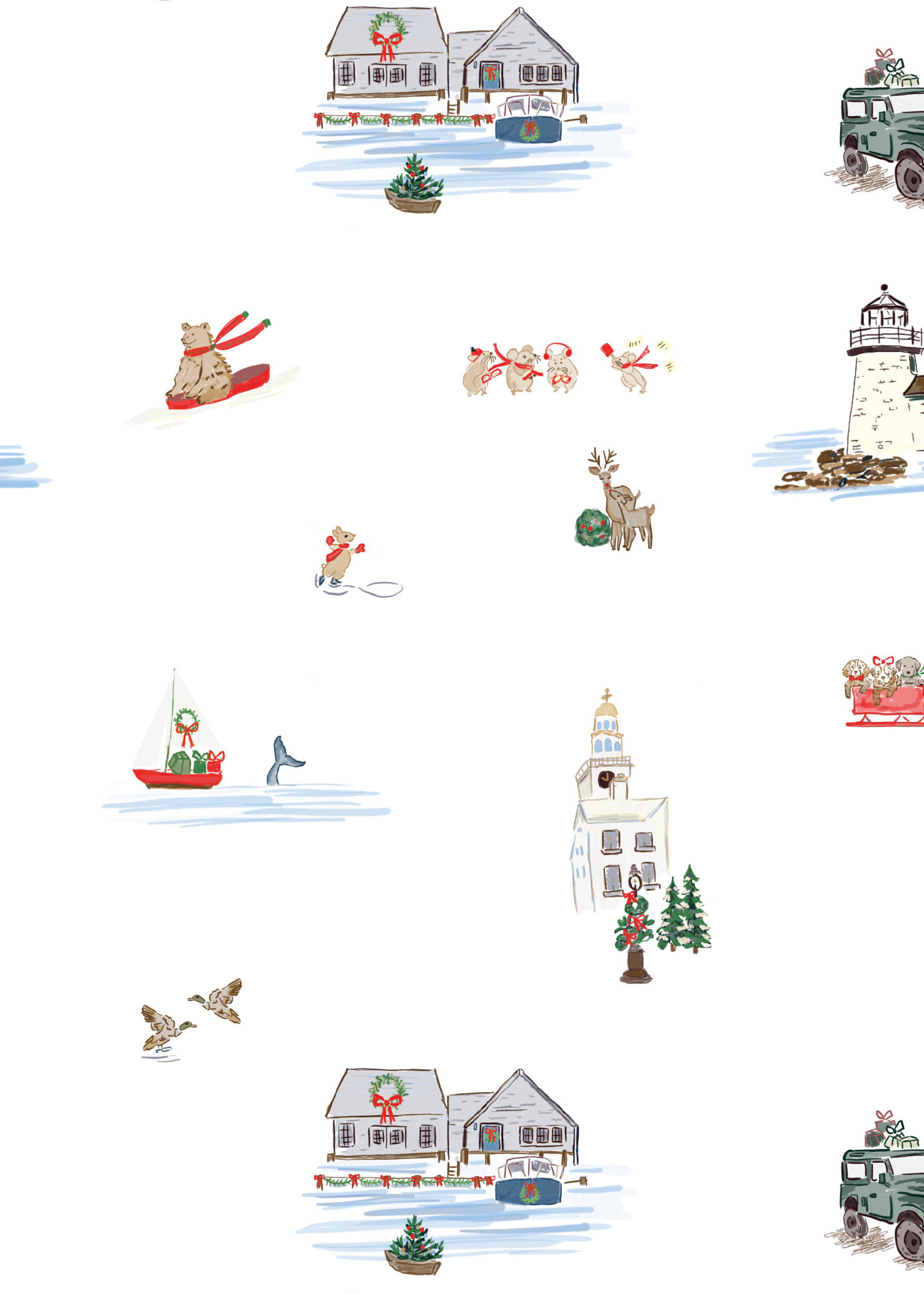 Two-Piece Lounge Set in Coastal Christmas