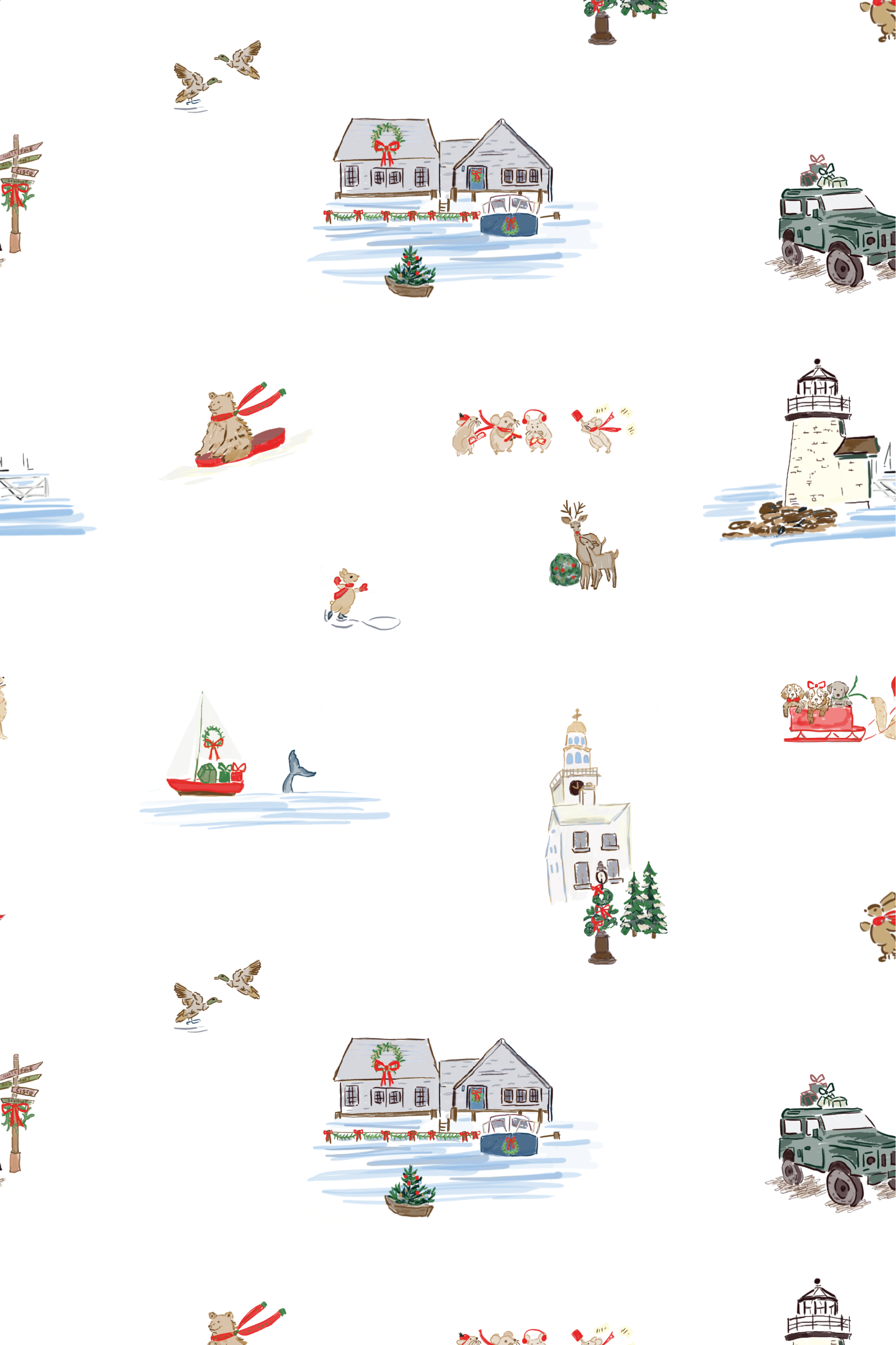 Women's Pajama Set in Coastal Christmas